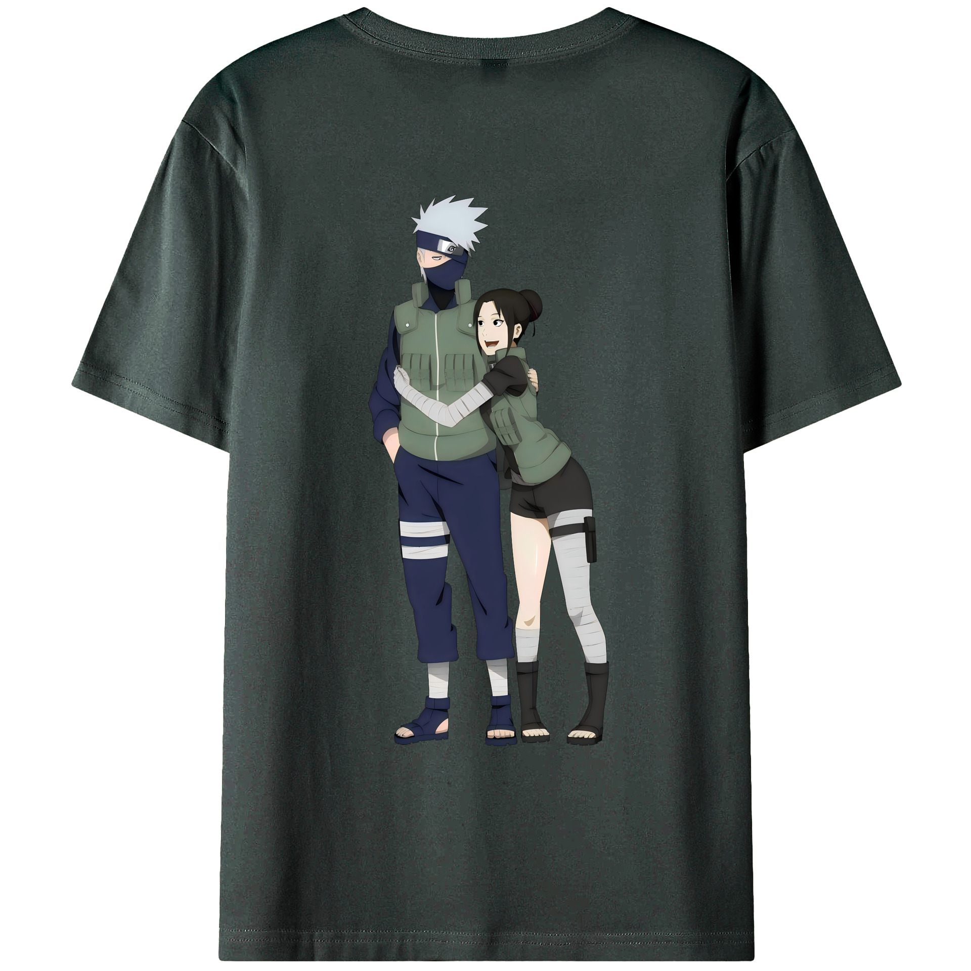 （画像用） NARUTO -ナルト- はたけ カカシ Hatake Kakashi 綿100％ メンズ半袖Tシャツ（バックプリント） 通気性